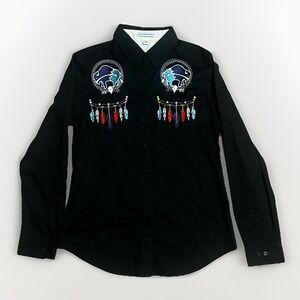 Port Authority Western Theme Sleeve Button‎ Up Top Workwear Casual